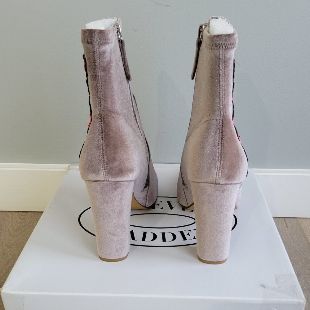 Steve Madden Edition Embroidered Grey Velvet Boot - Picture 4 of 8